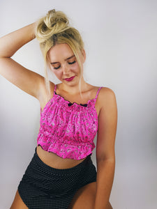 Groovy Babe Ruffle Pink Paisley Top