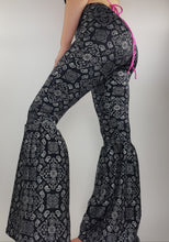 Load image into Gallery viewer, Groovy Babe Black Paisley Ruffle Bell Bottoms (Pre-Order)
