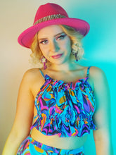 Load image into Gallery viewer, Groovy Babe Ruffle Psychedelic Top (Ready to ship)
