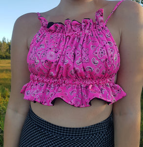 Groovy Babe Ruffle Pink Paisley Top