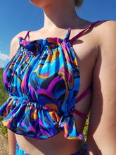 Load image into Gallery viewer, Groovy Babe Ruffle Psychedelic Top (Ready to ship)
